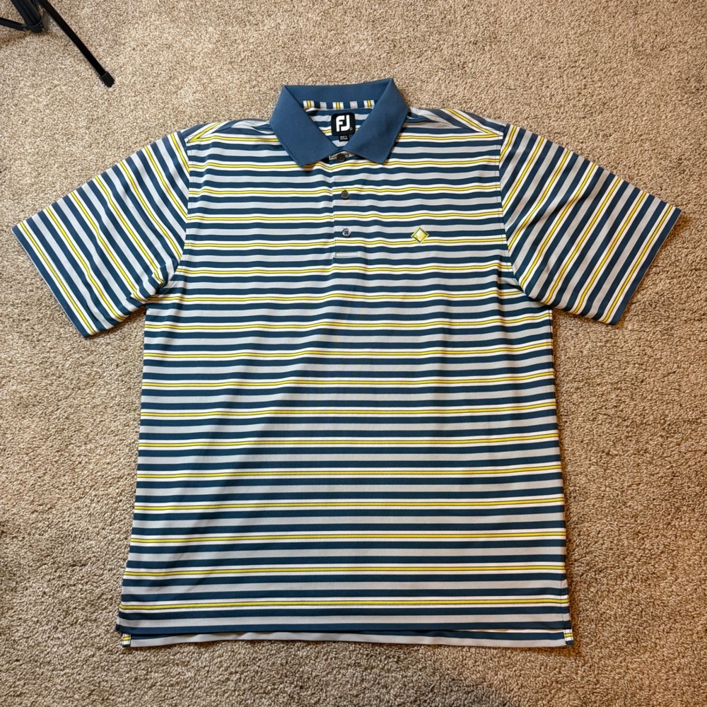 FootJoy Polo Shirt Mens L Blue Striped ProDry Performance Short Sleeve Golf